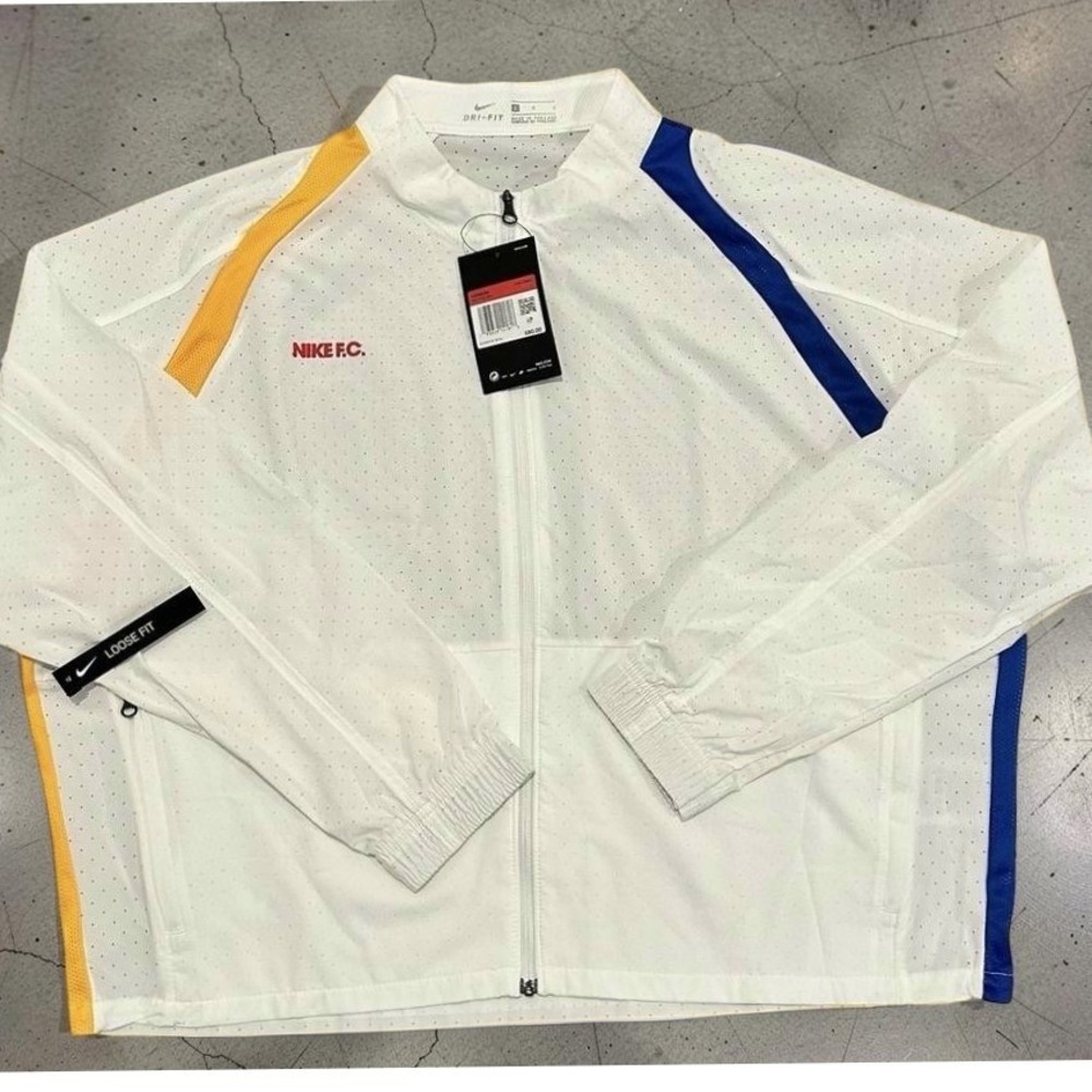 Nike F.C. Dri-Fit Women's Loose Fit Soccer Jacket White CK2700-100 Size L NWT